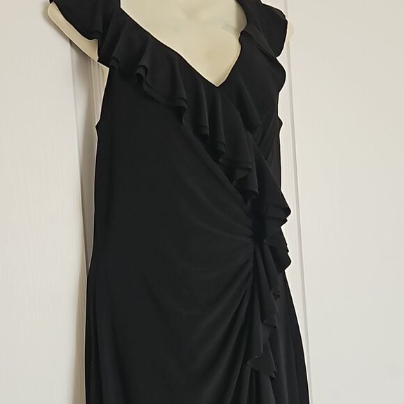 Ralph Lauren Women's Ruffled Midi Dress Black 4 - Picture 7 of 16
